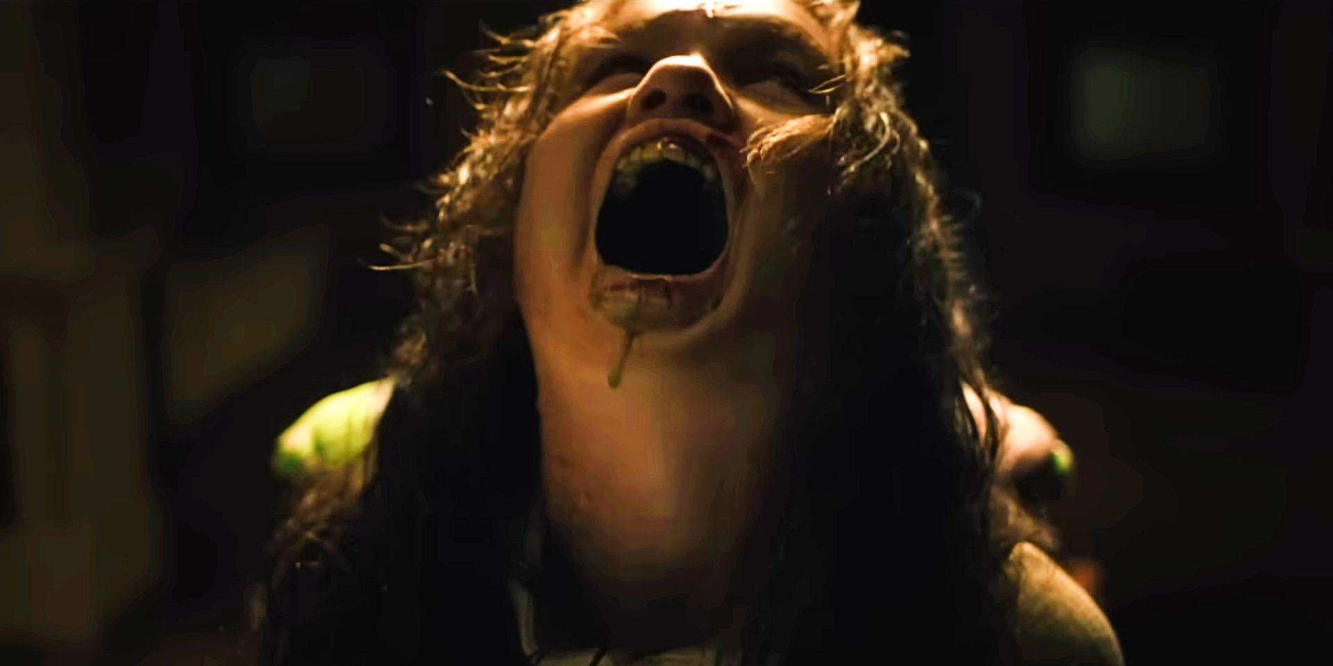 A possessed child screaming in The Exorcist