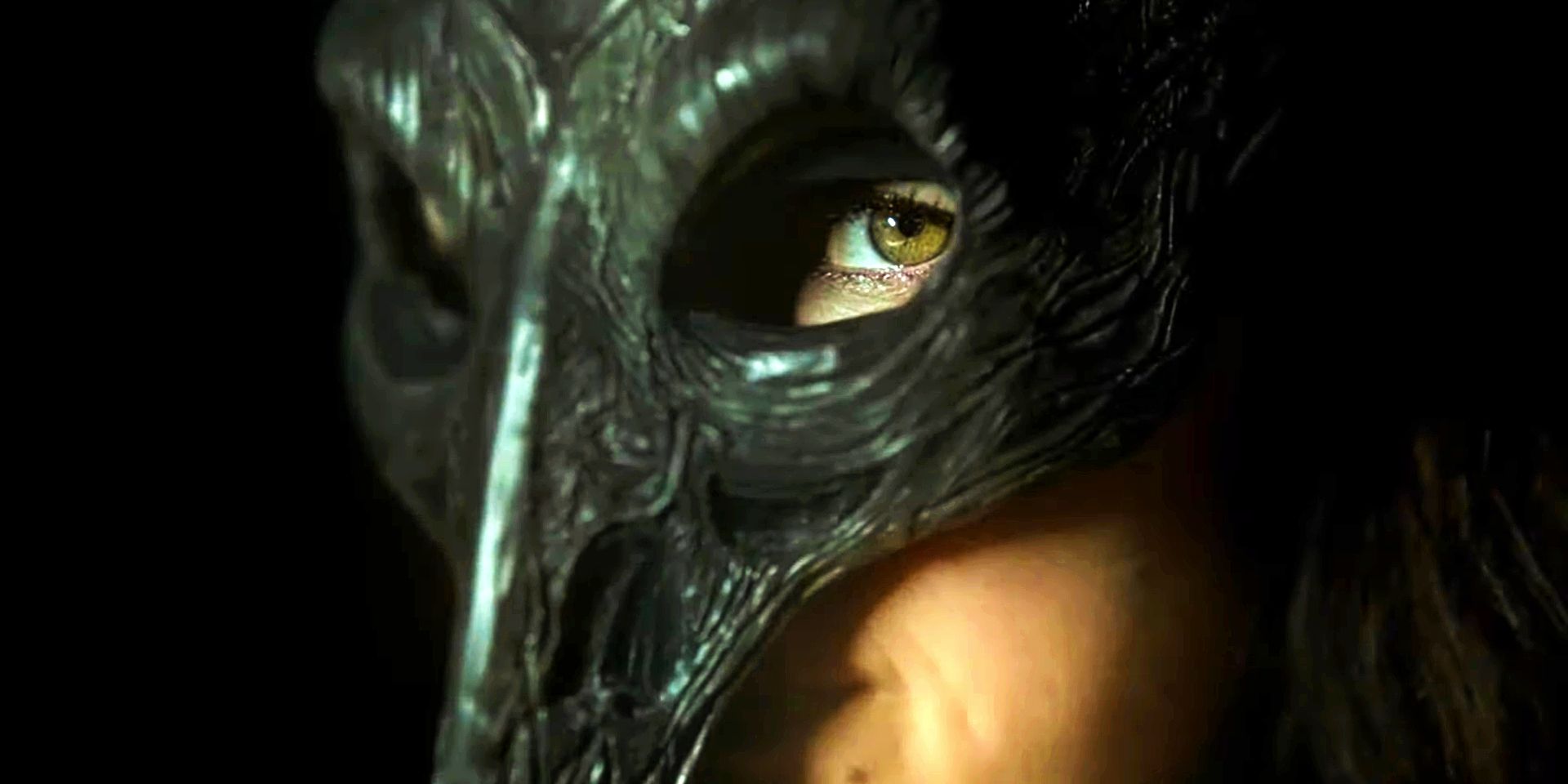 A woman in a raven mask in Fall of the House of Usher