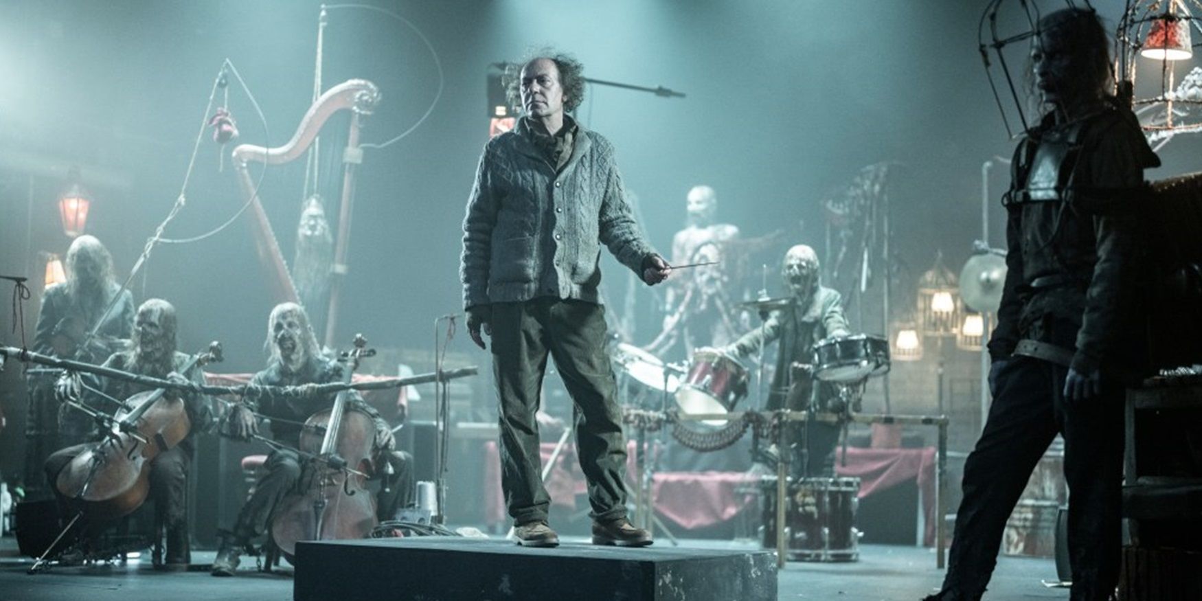 A zombie orchestra playing for a conductor in The Walking Dead Daryl Dixon