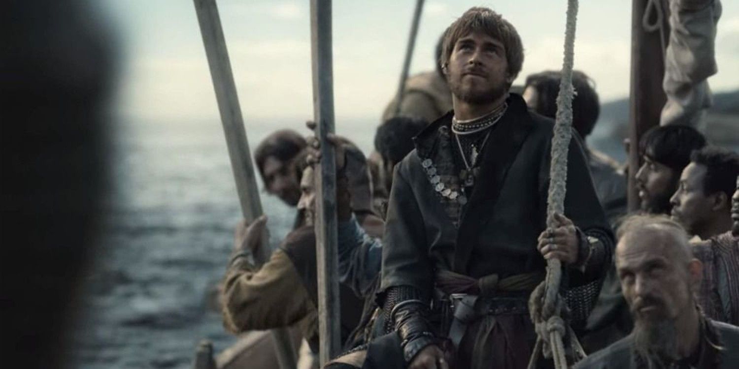 An image of Wihtgar sitting on a boat in The Last Kingdom