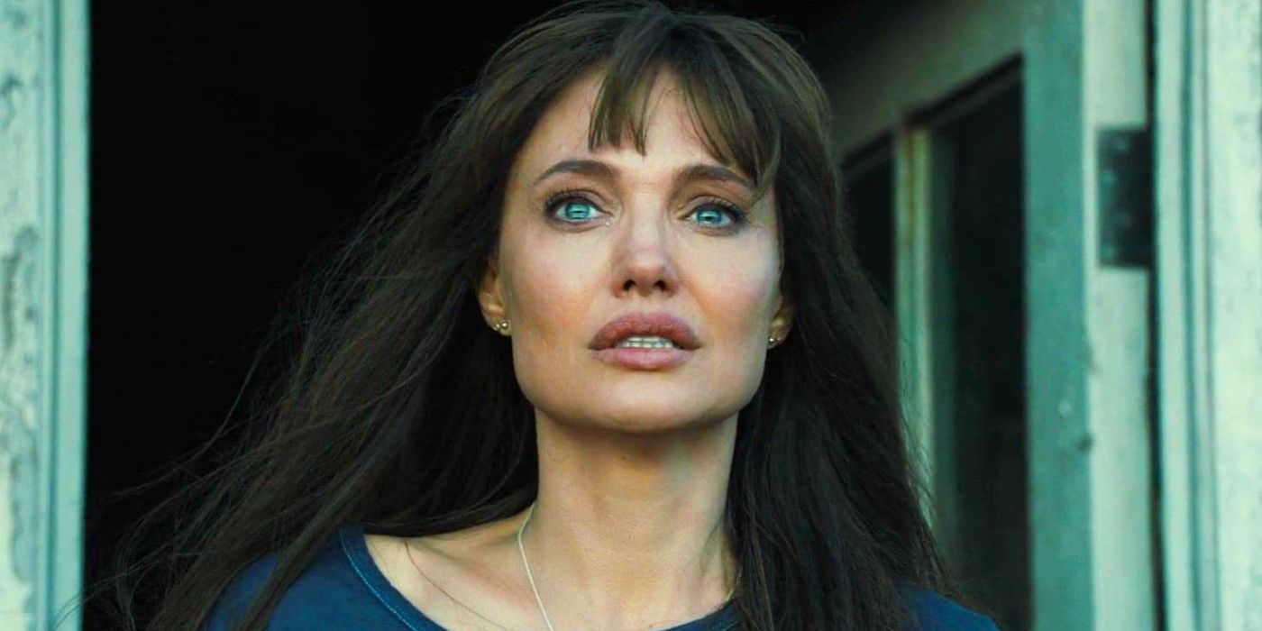 Angelina Jolie with tears in her eyes in Those Who Wish Me Dead.