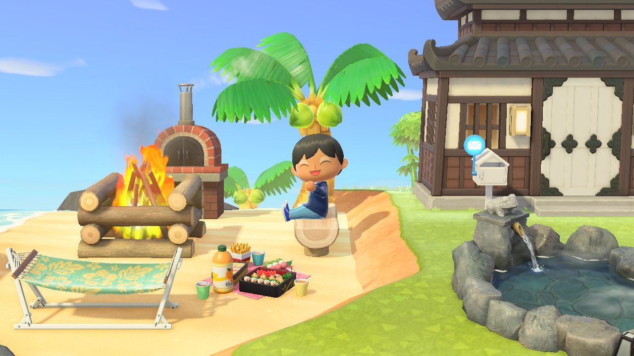 Animal Crossing New Horizons Player Enjoying Outdoor Beach Picnic In October 2023