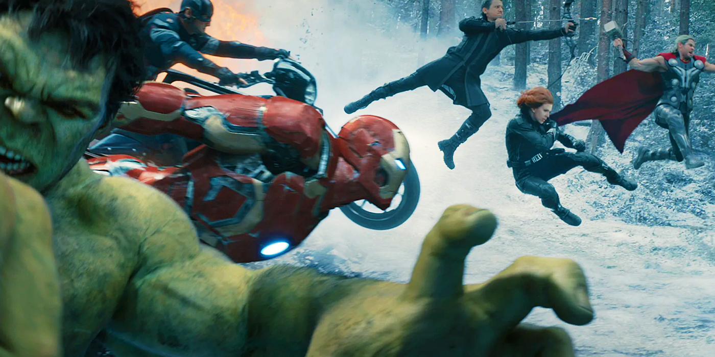 Avengers battling in Sokovia in Avengers Age of Ultron