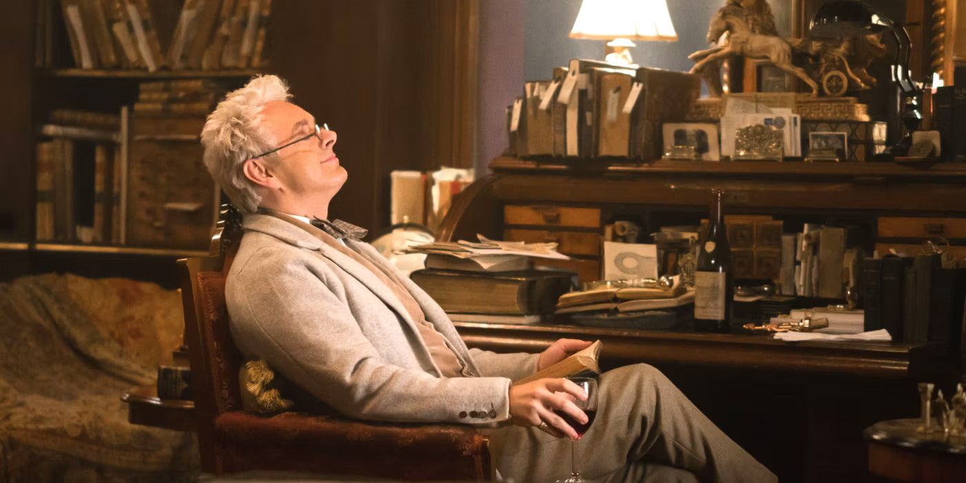 Azirphale’s relaxing in his bookshop in Good Omens
