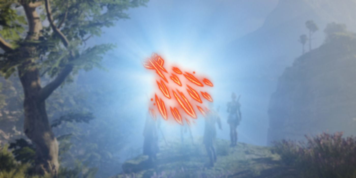 The symbol for the Hail of Thorns spell in Baldurs Gate 3.