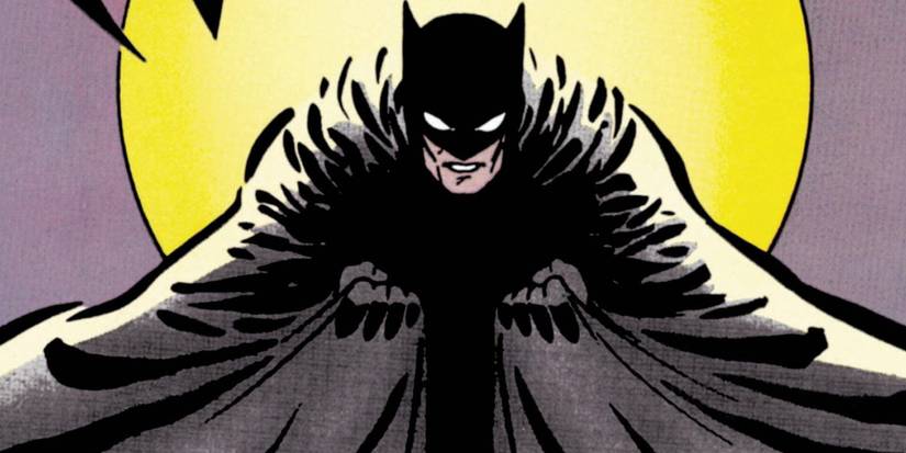 Comic book art: Batman clutching his cape in Batman Year One