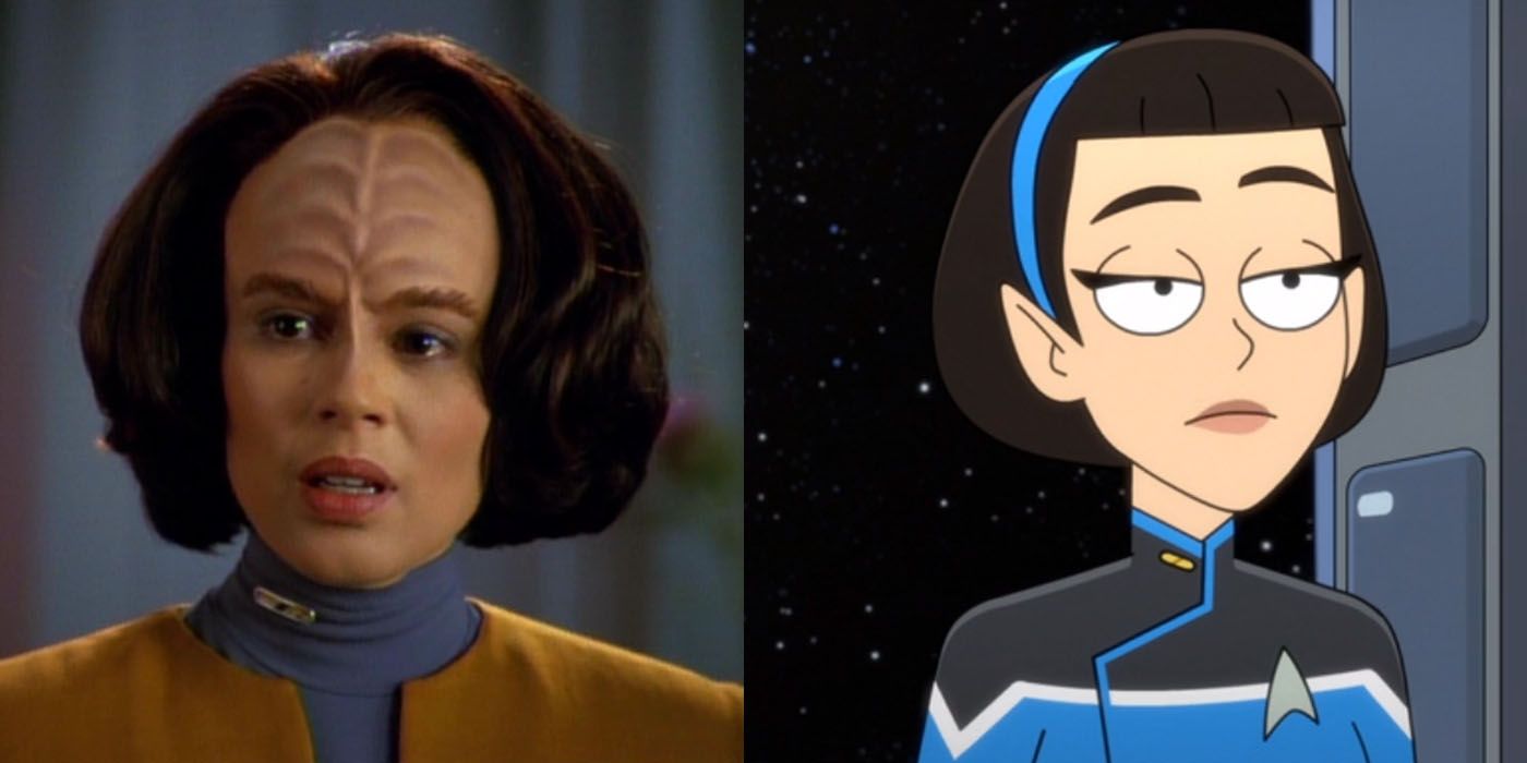 B&rsquo;Elanna Torres and T&rsquo;Lyn both wear provisional rank insignia