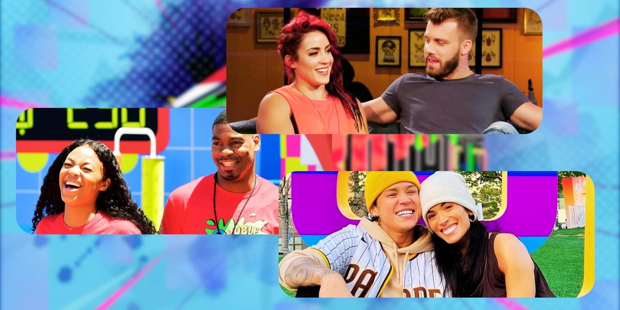 Montage of The Challenge couples Cara Maria Sorbello &amp; Paulie Calafiore, Leroy Garrett &amp; Kam Williams, and Kaycee Clark &amp; Nany González
