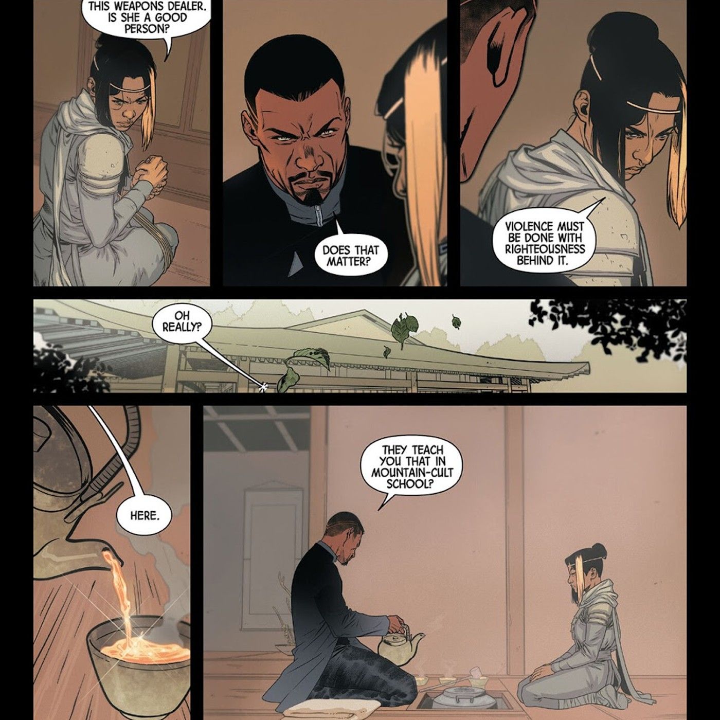 Blade and Rotha have tea