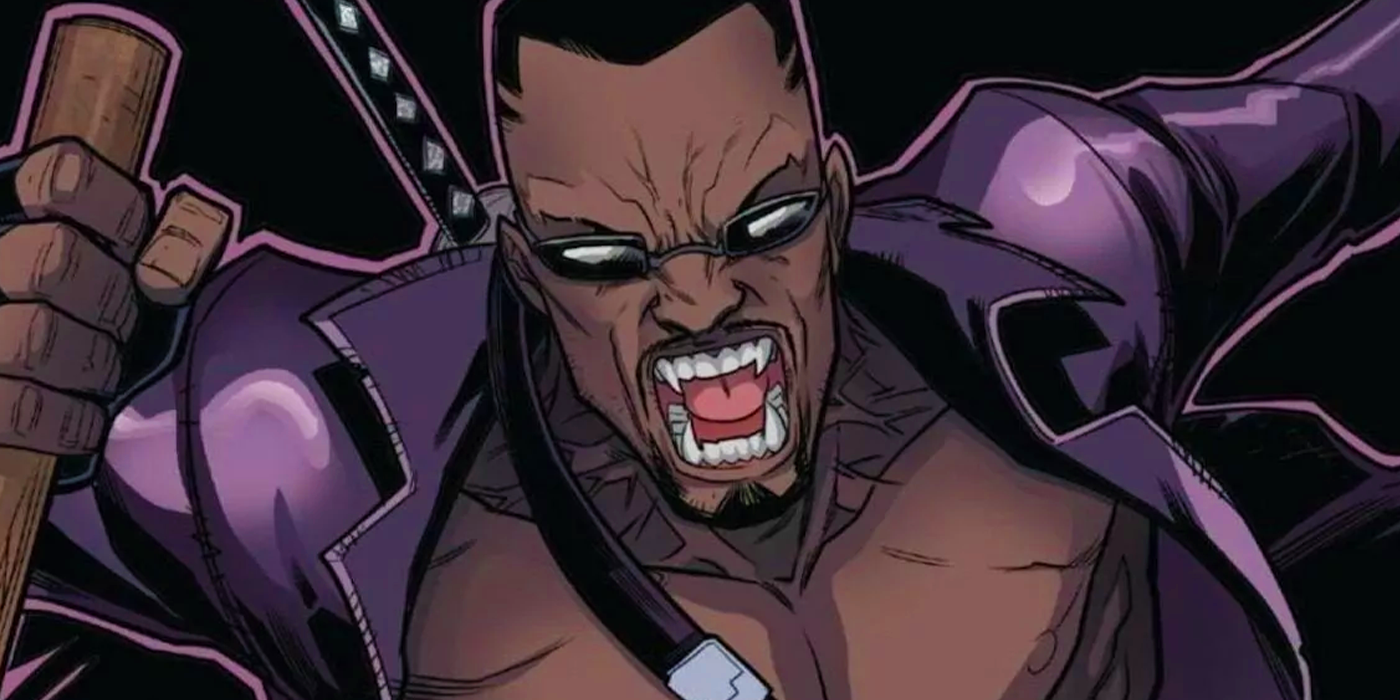 Blade in purple trench coat in Marvel Comics