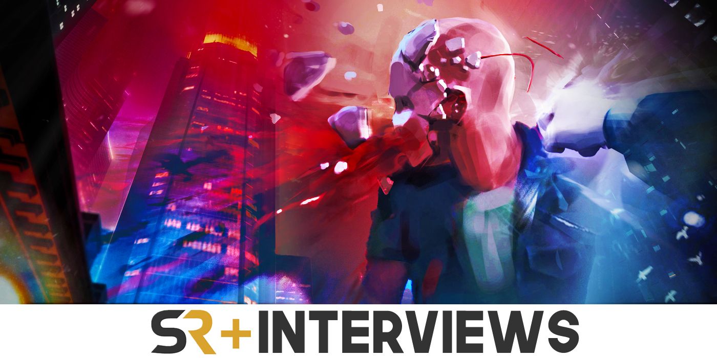 Bloodlines Interview Art showing a neon-lit building and someone being punched in the face with the SR Interviews logo below.