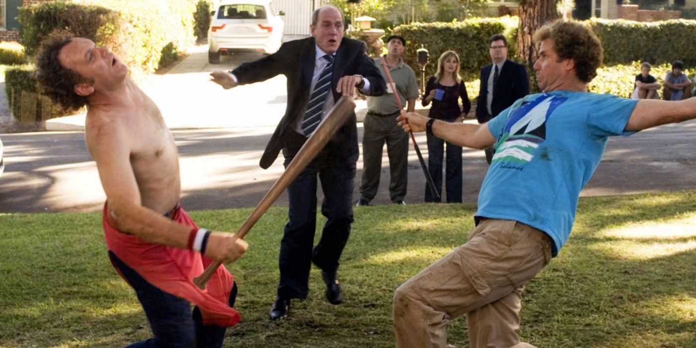 John C. Reilly and WIll Ferrell as Brennan and Dale knock each other out in Step Brothers