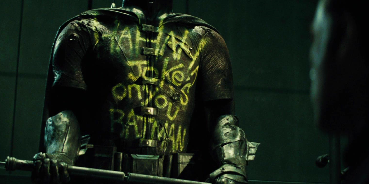 Bruce Wayne looking at Robin&rsquo;s costume in Batman v Superman Dawn of Justice