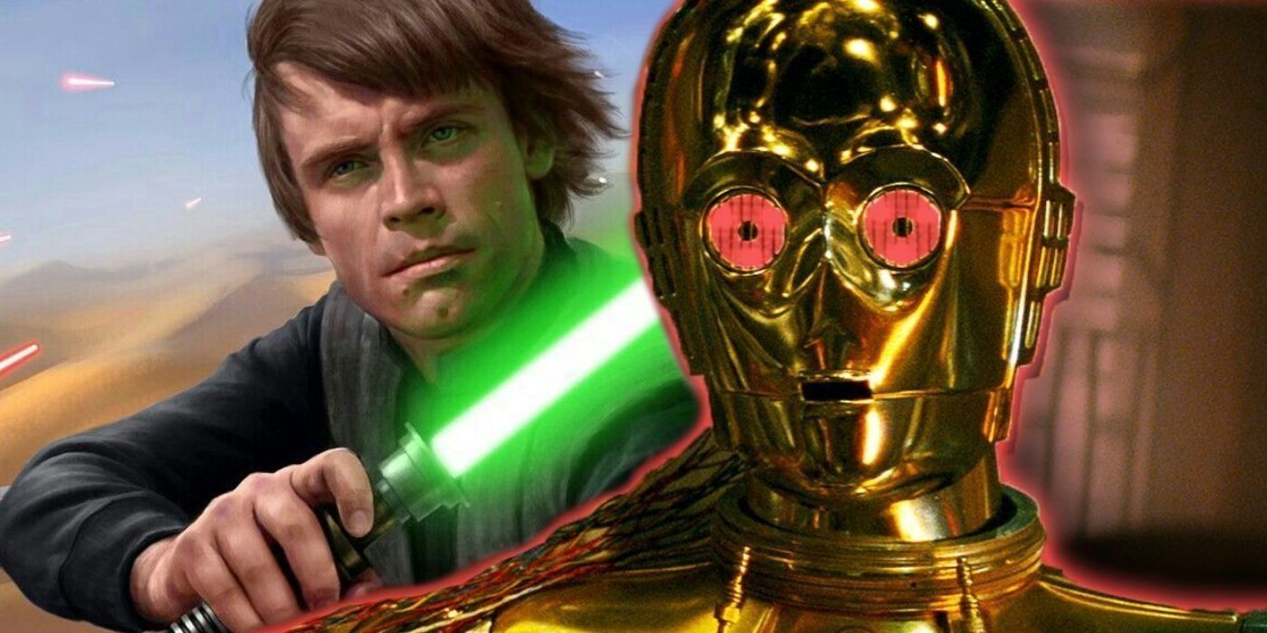 C-3PO and Luke Skywalker.