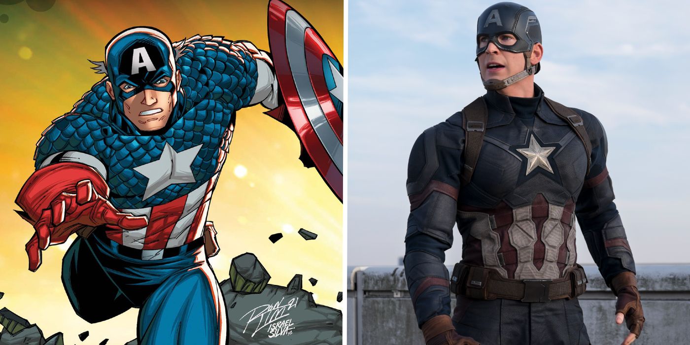 Captain America in Marvel Comics and Chris Evans as Captain America/Steve Rogers in the MCU