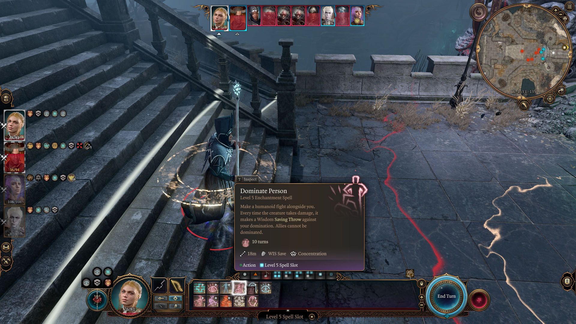 Casting Dominate Person on an Absolute Cultist in Baldurs Gate 3