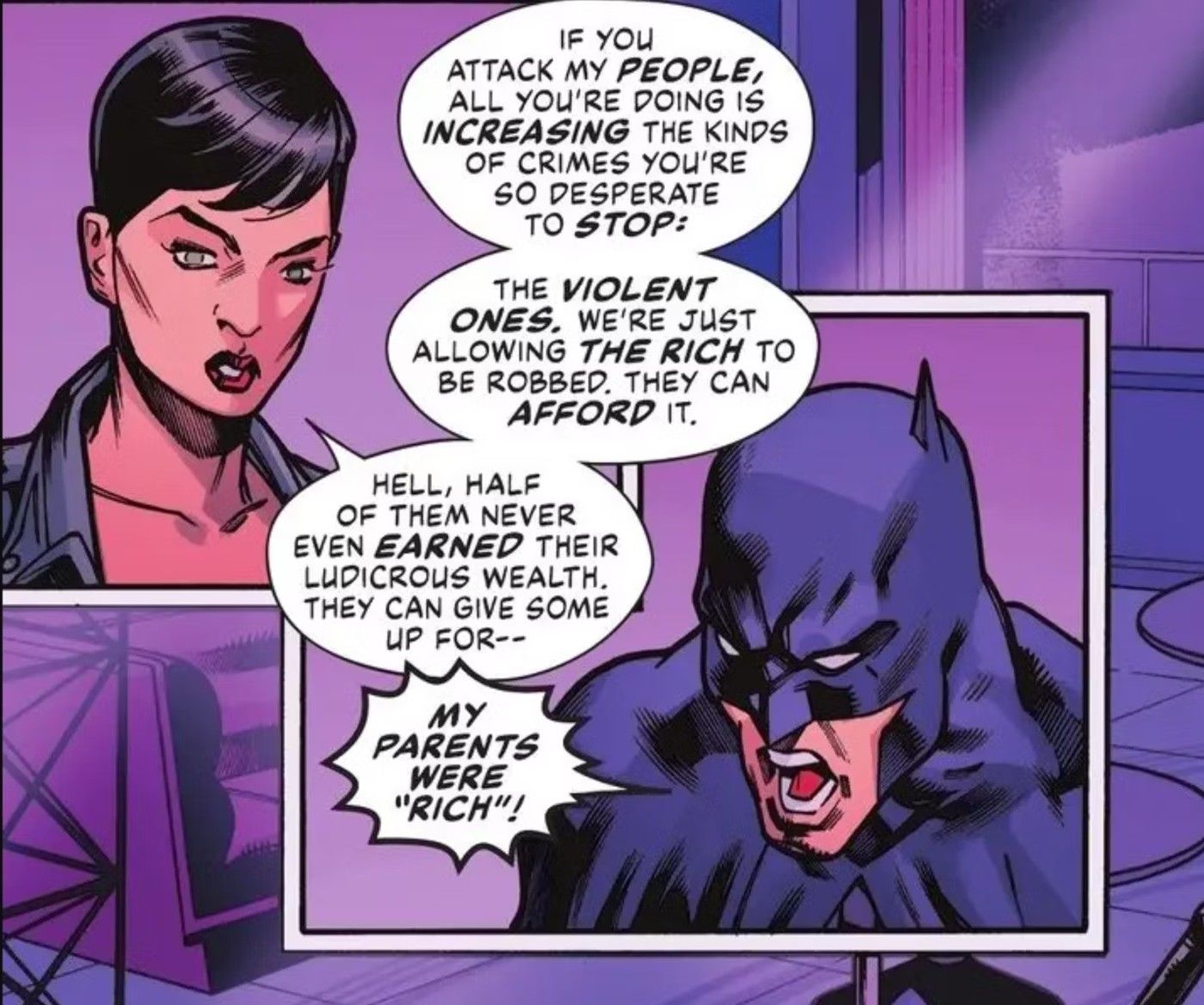 Catwoman and Batman Arguing