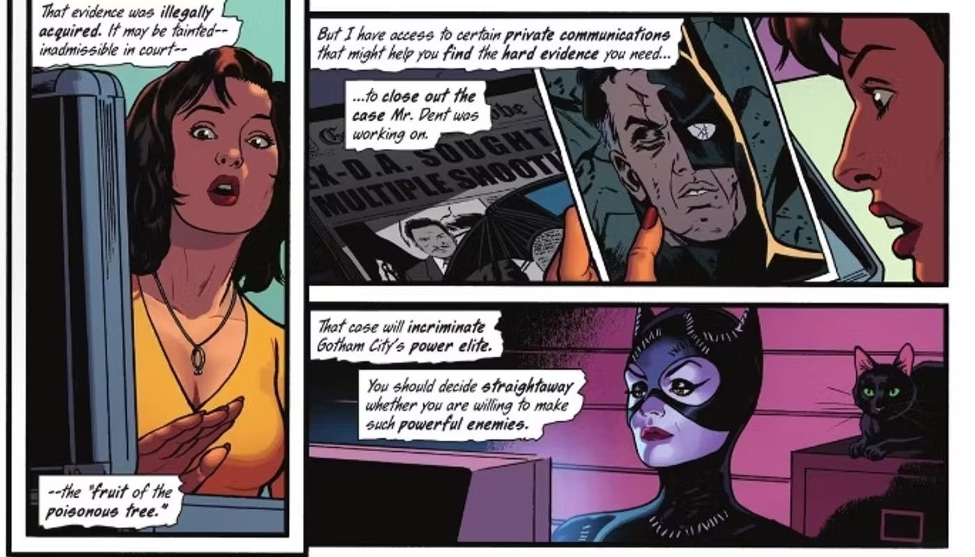 Catwoman tells Batgirl Barbara Gordon Oracle that Bruce Wayne is Batman