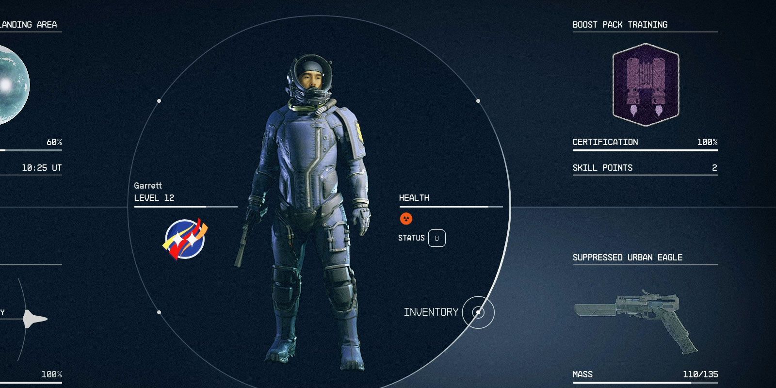 Character screen in Starfield.