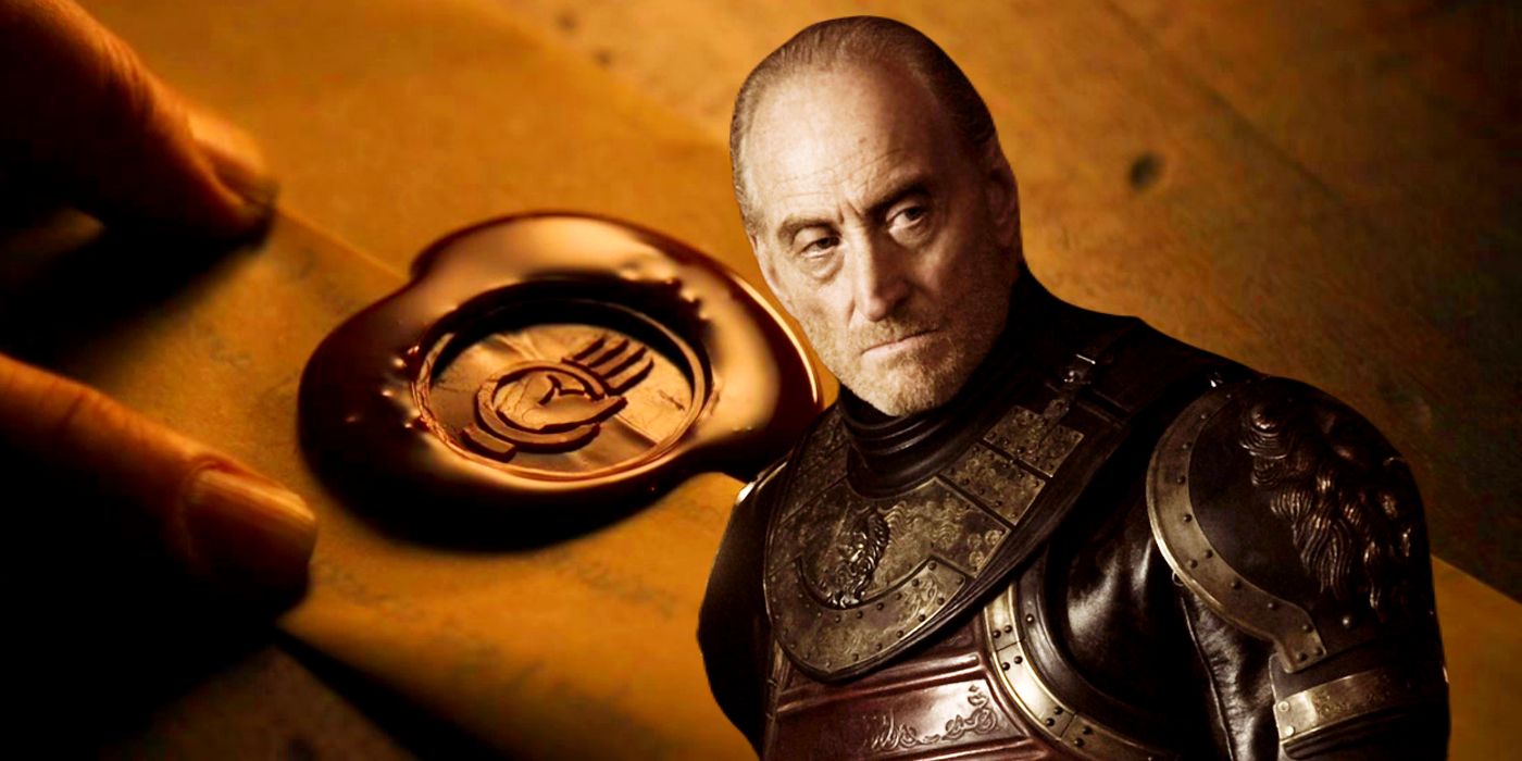 Charles Dance as Tywin Lannister from Game of Thrones in Front of a Letter with a Wax Seal