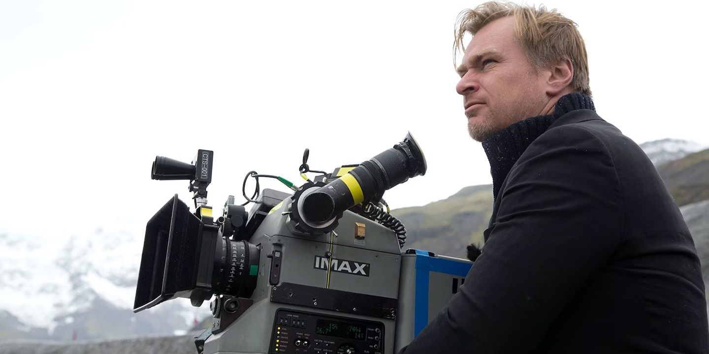Christopher Nolan with an IMAX camera