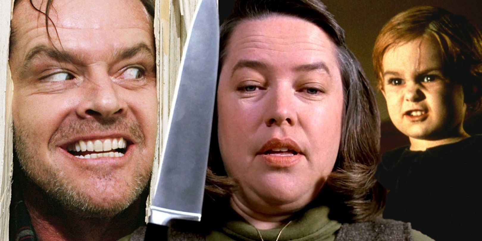 Collage of Jack in The Shining, Annie in Misery, and Gage in Pet Sematary