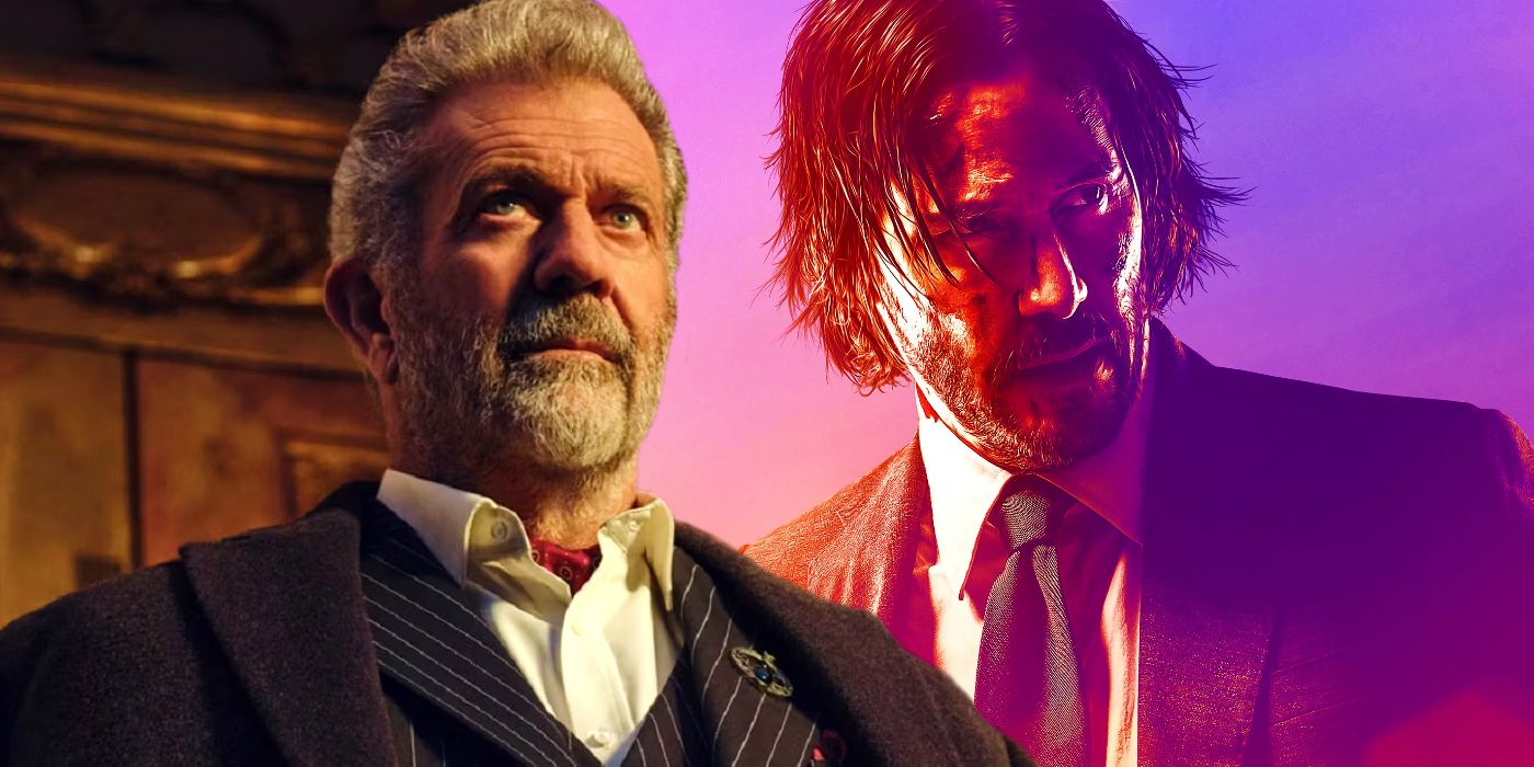 Mel Gibson as Cormac from The Continental next to Keanu Reeves as John Wick