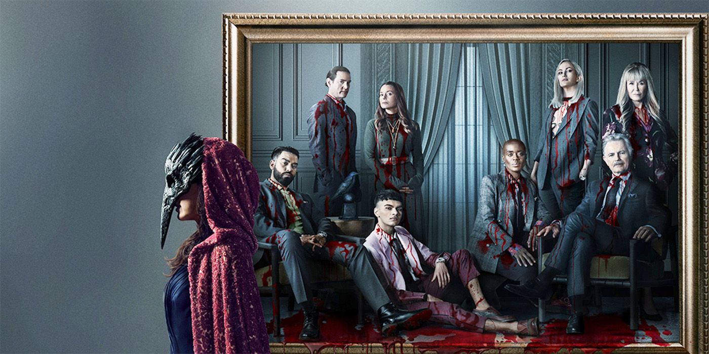 The Fall Of The House Of Usher poster with Usher family covered in blood