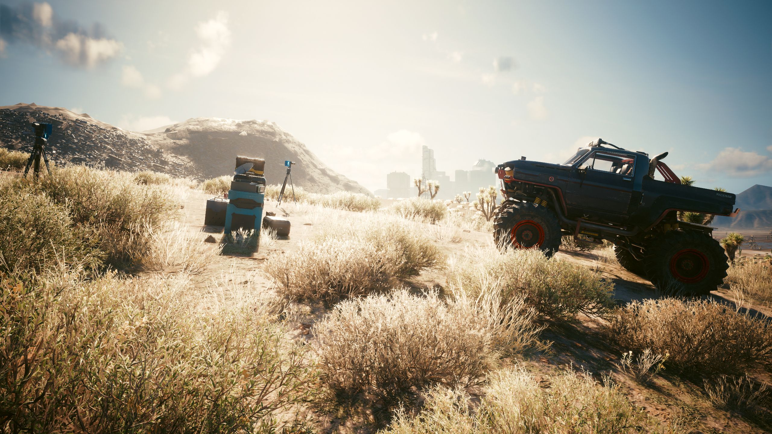 Cyberpunk 2077 Mackinaw Demiurge Monster Truck Parked In Desert Field