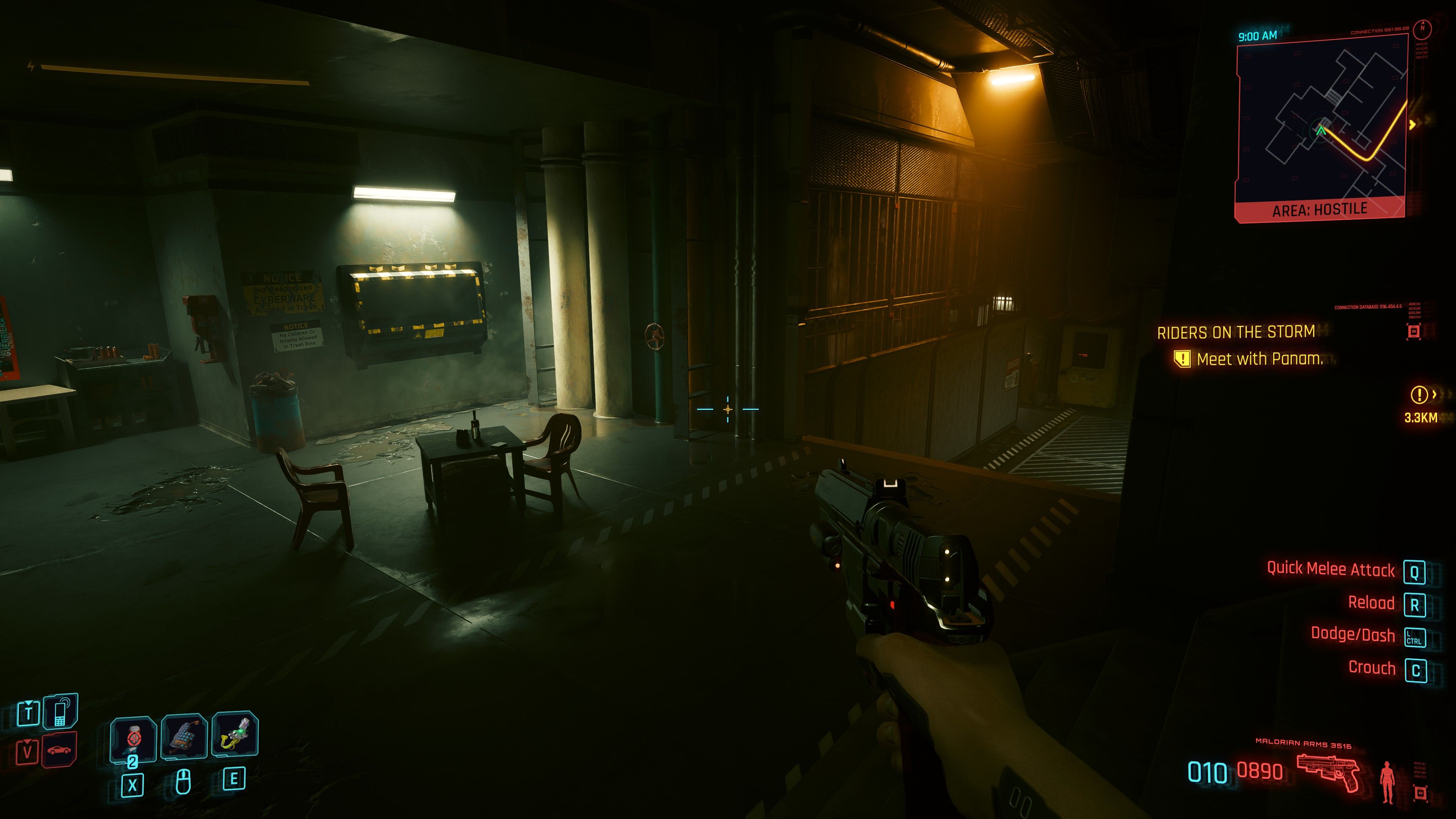 Cyberpunk 2077 V Approaching Stairs To Electric Corporation Building Sector 02