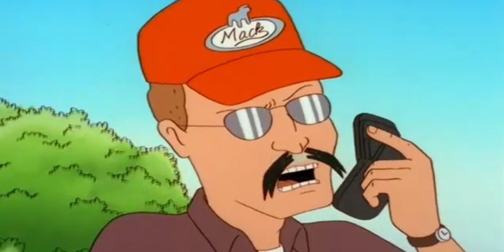 Dale wearing a fake mustache in King of the Hill