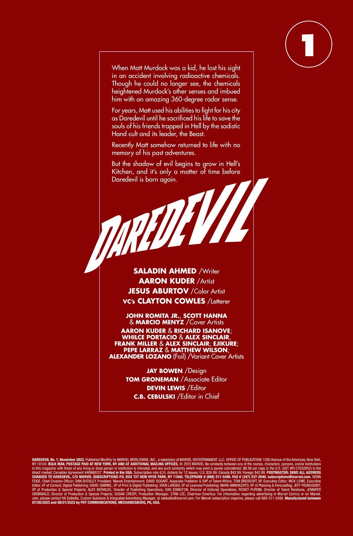 Daredevil 1 Preview Page 1
