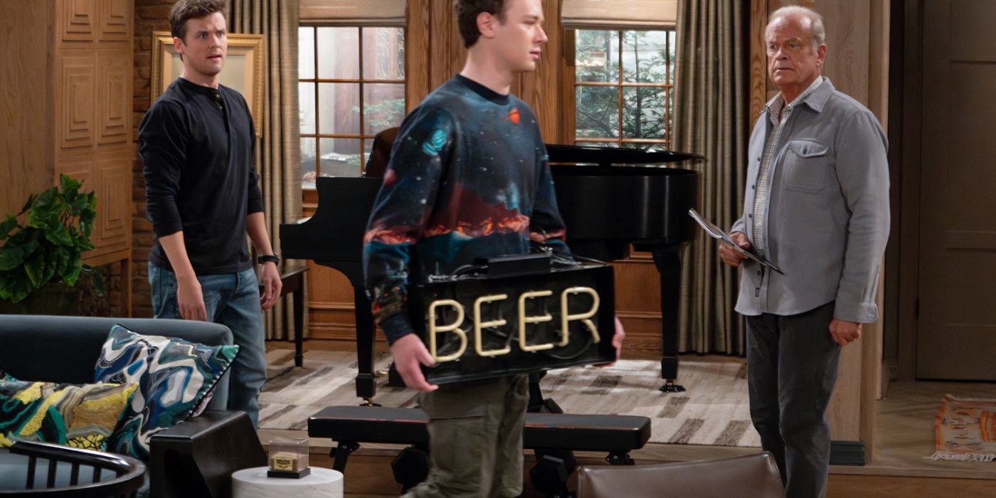 David carrying a beer sign on Frasier.