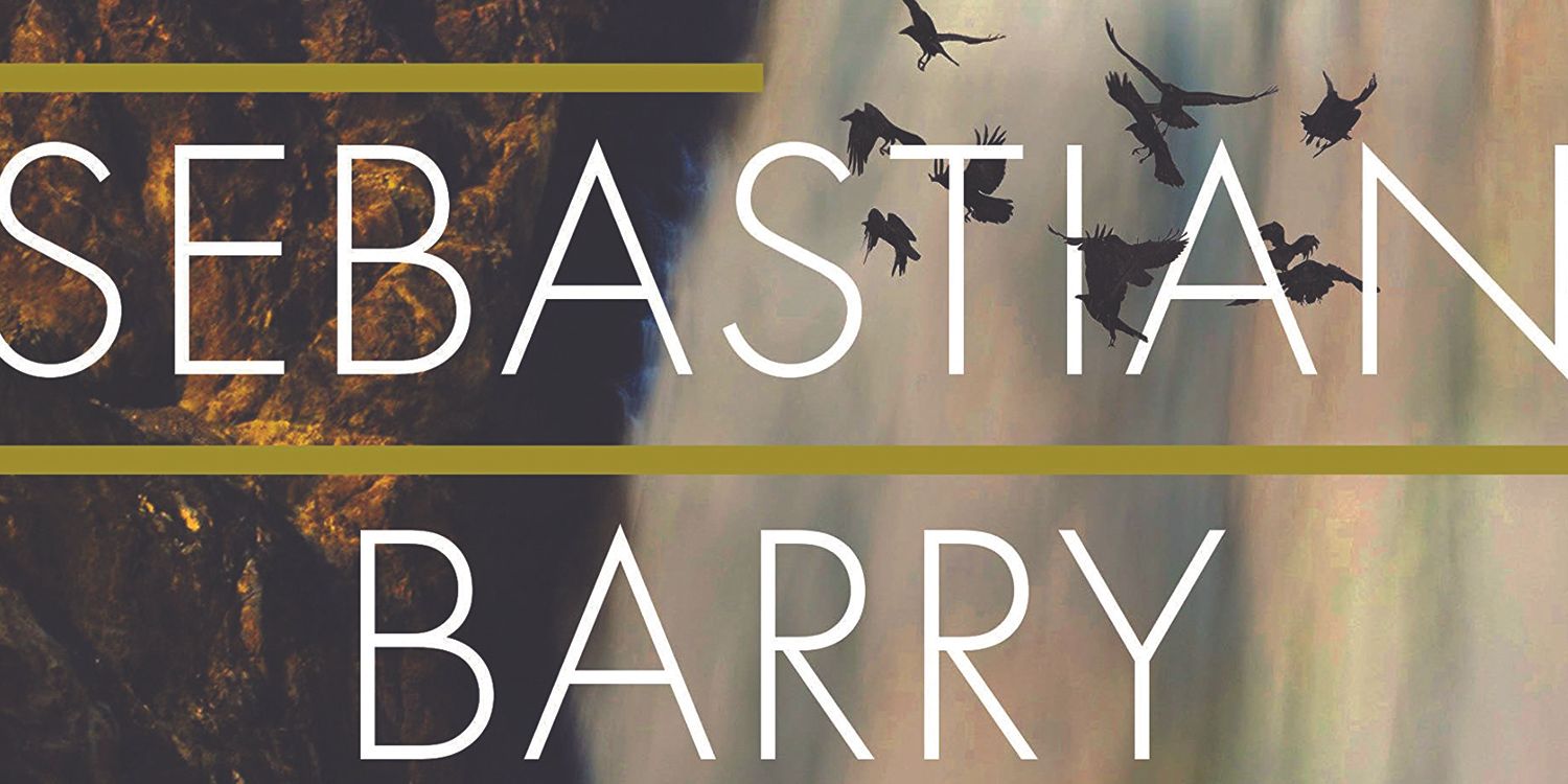 Birds fly over a waterfall amid Sebastian Barry’s name in the cover art for the book Days Without End.