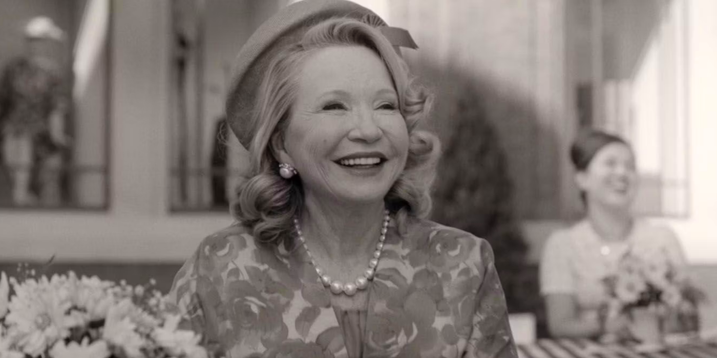 Debra Jo Rupp smiling as Sharon Davis in WandaVision