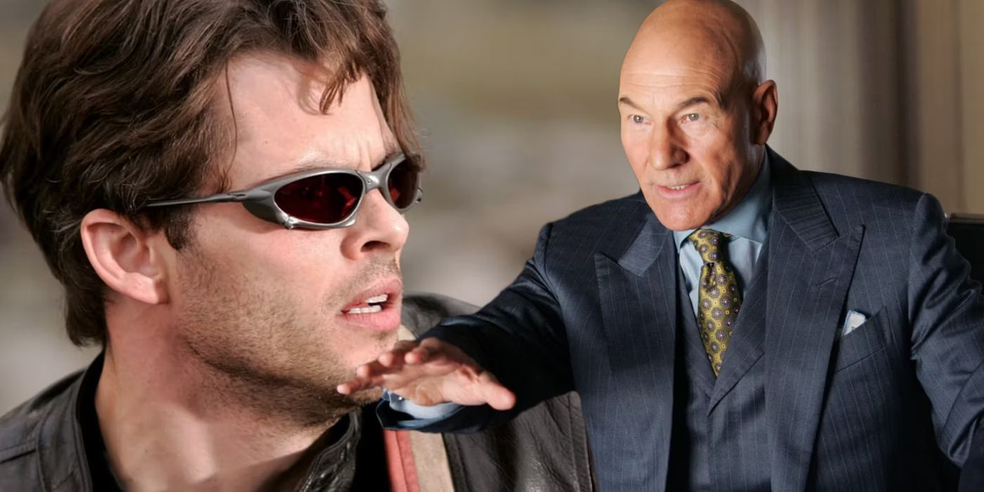 James Marsden as Cyclops and Patrick Stewart as Charles Xavier in the X-Men movies