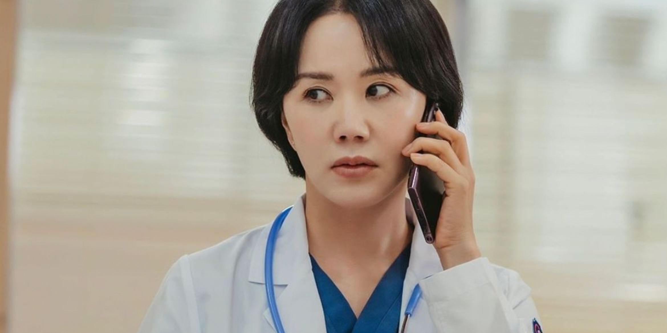 Doctor Cha on her cell phone in the Medical Korean drama named for her