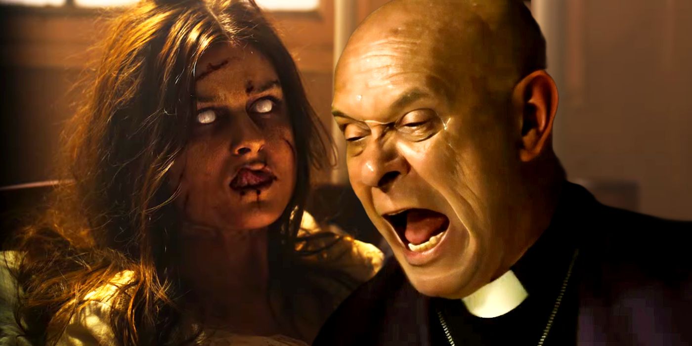 Doug Bradley Screaming with a Possessed Girl in The Exorcists