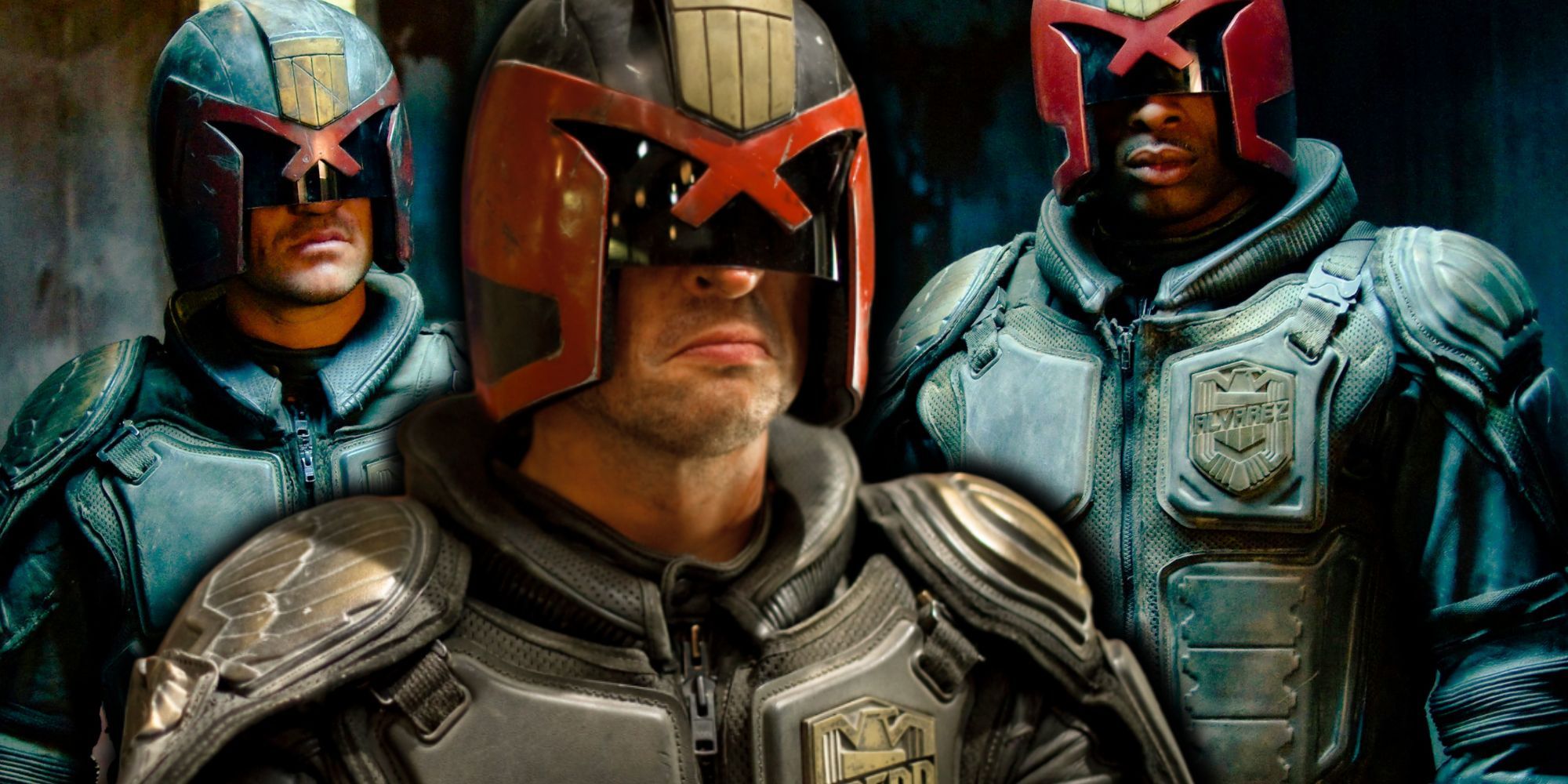 Dredd and some of the other judges in Dredd (2012)