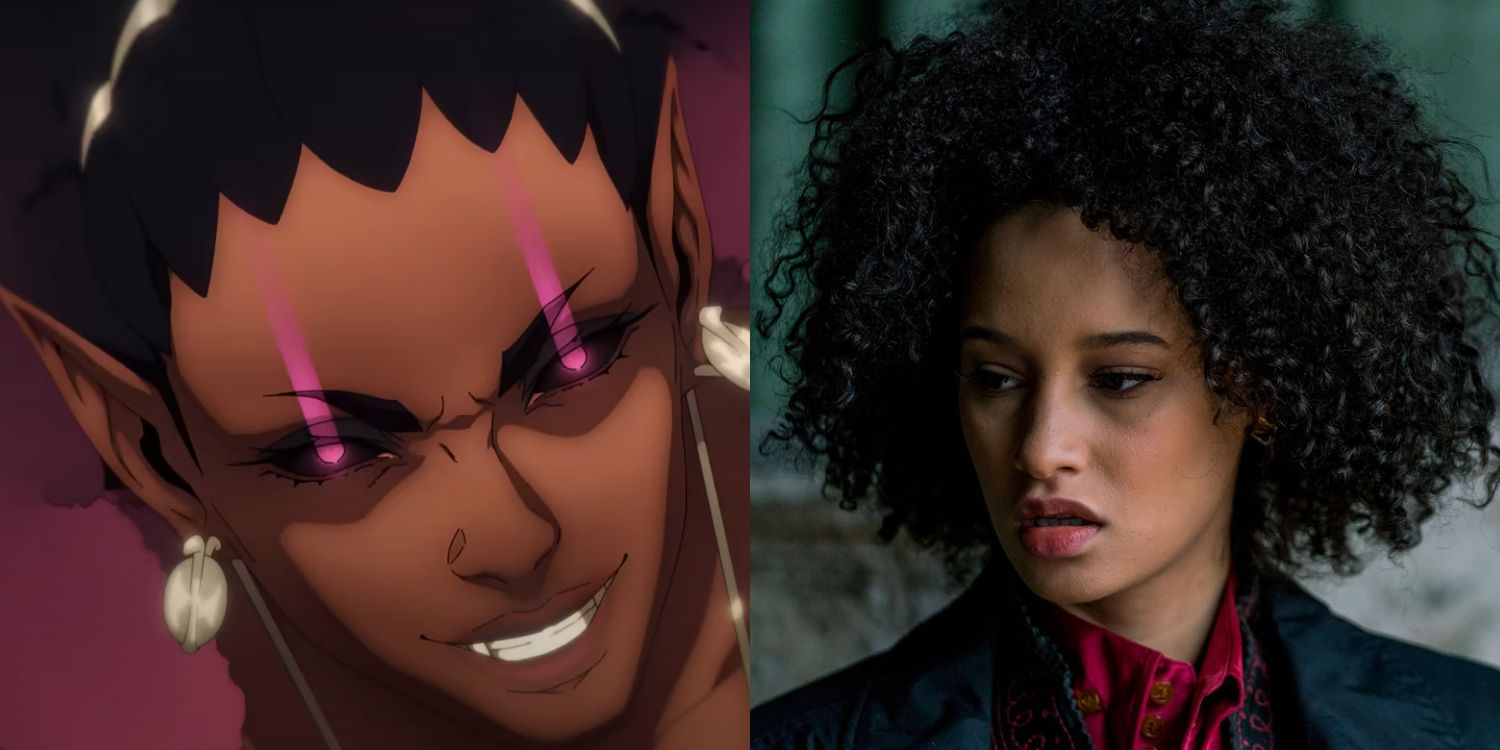 This image shows the character Drolta Tzeuntes from Castlevania: Nocturne next to the voice actor Elarica Johnson.