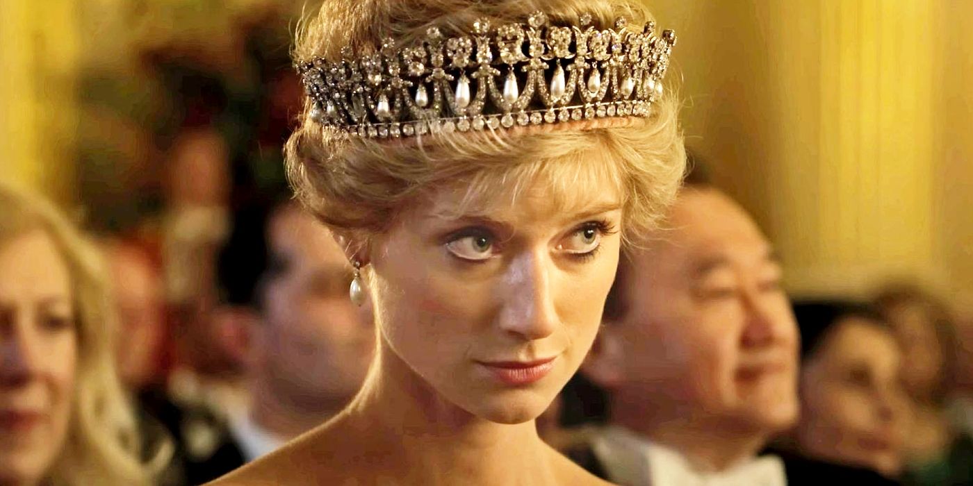 Elizabeth Debicki as Princess Diana wearing a crown in The Crown season 6