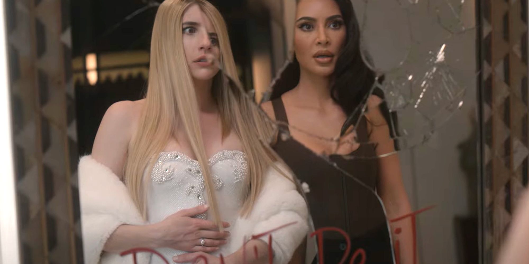 Emma Roberts and Kim Kardashian in AHS Delicate