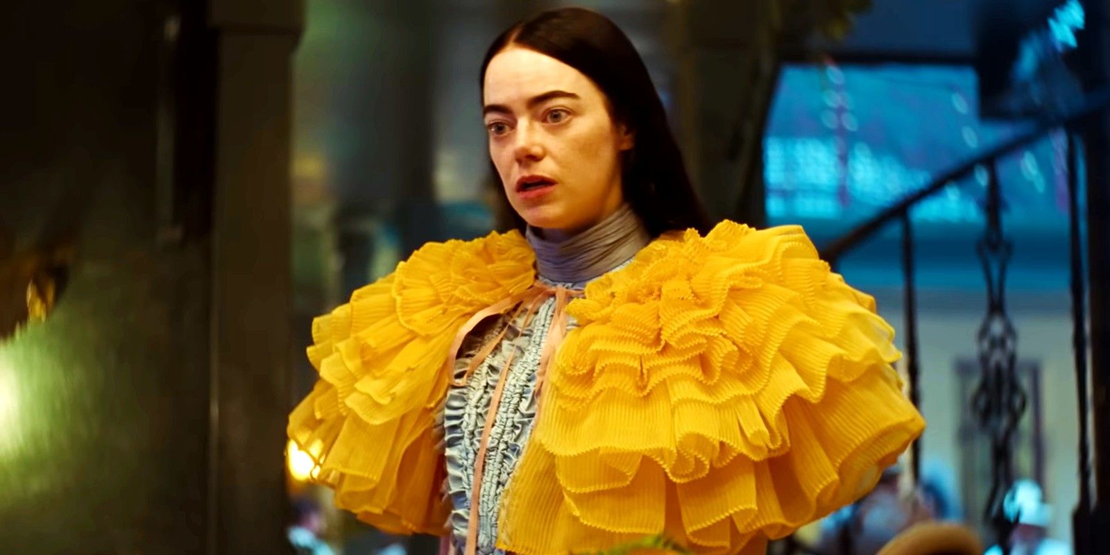 Emma Stone as Bella standing up in Poor Things