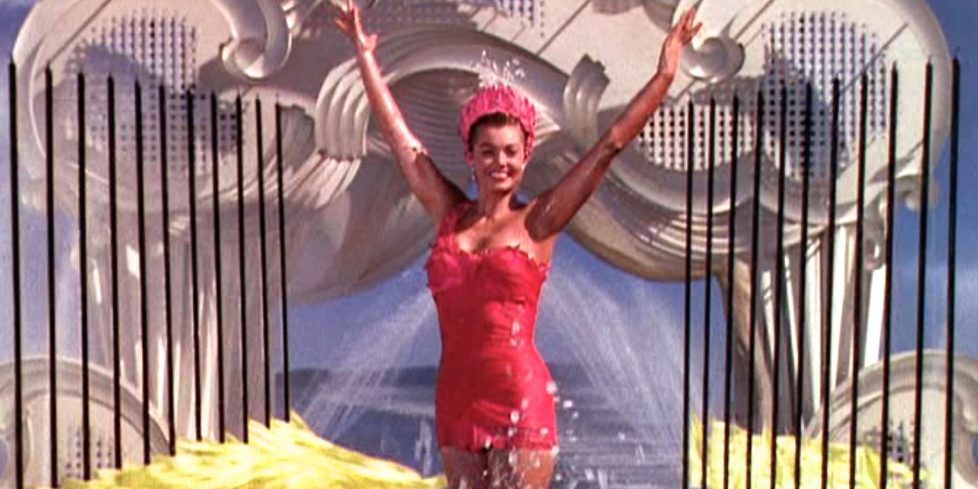 Esther williams raising her arms and smiling in Easy To Love