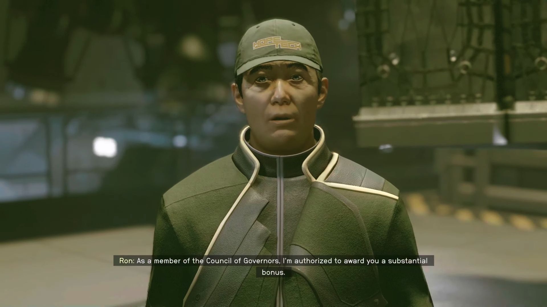 Dialogue with Ron Hope in Starfield.