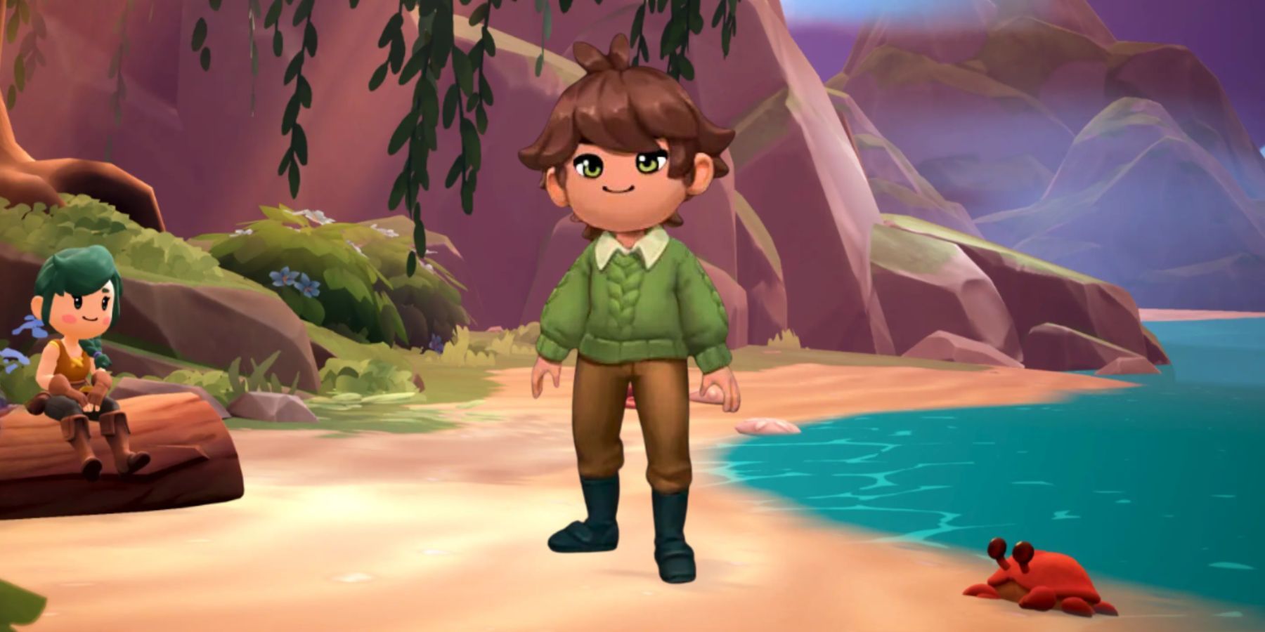 Fae Farm image of Argyle standing on the beach