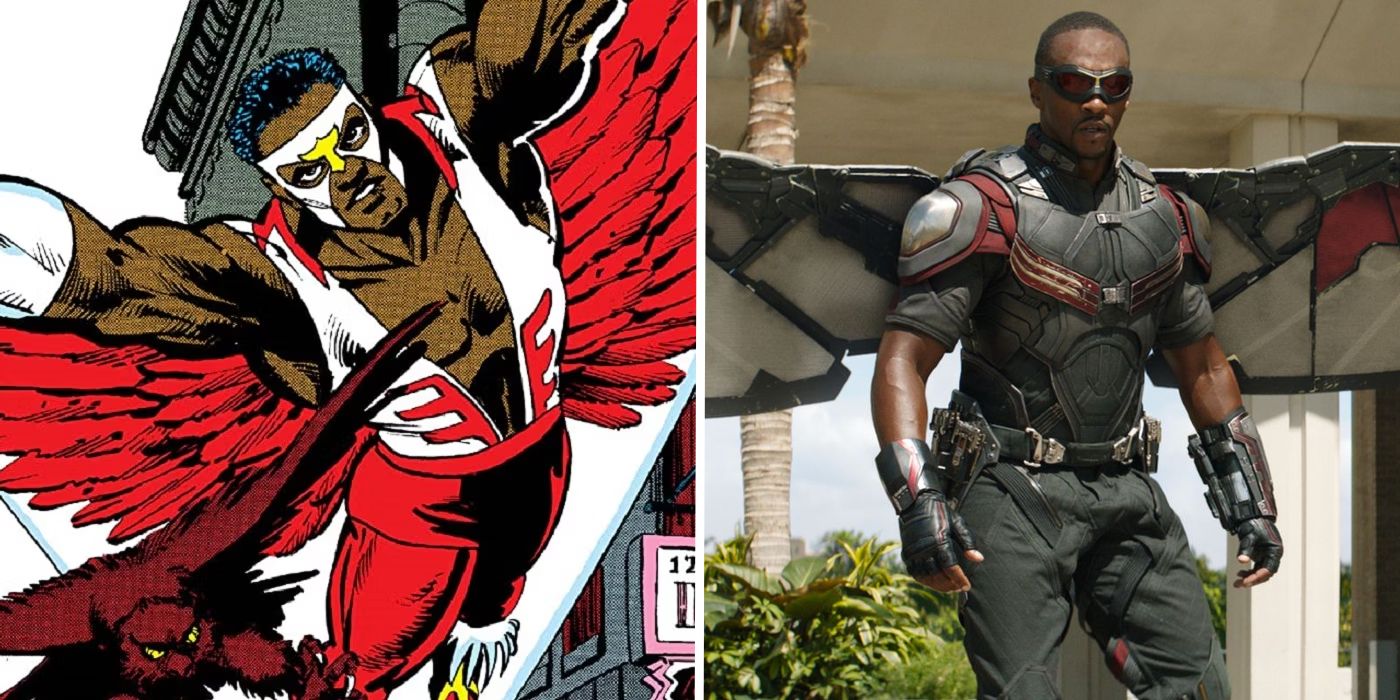Falcon in Marvel Comics and Anthony Mackie as Falcon in the MCU