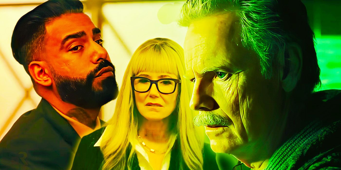 Rahul Kohli, Mary McDonnell, and Bruce Greenwood in The Fall of the House of Usher