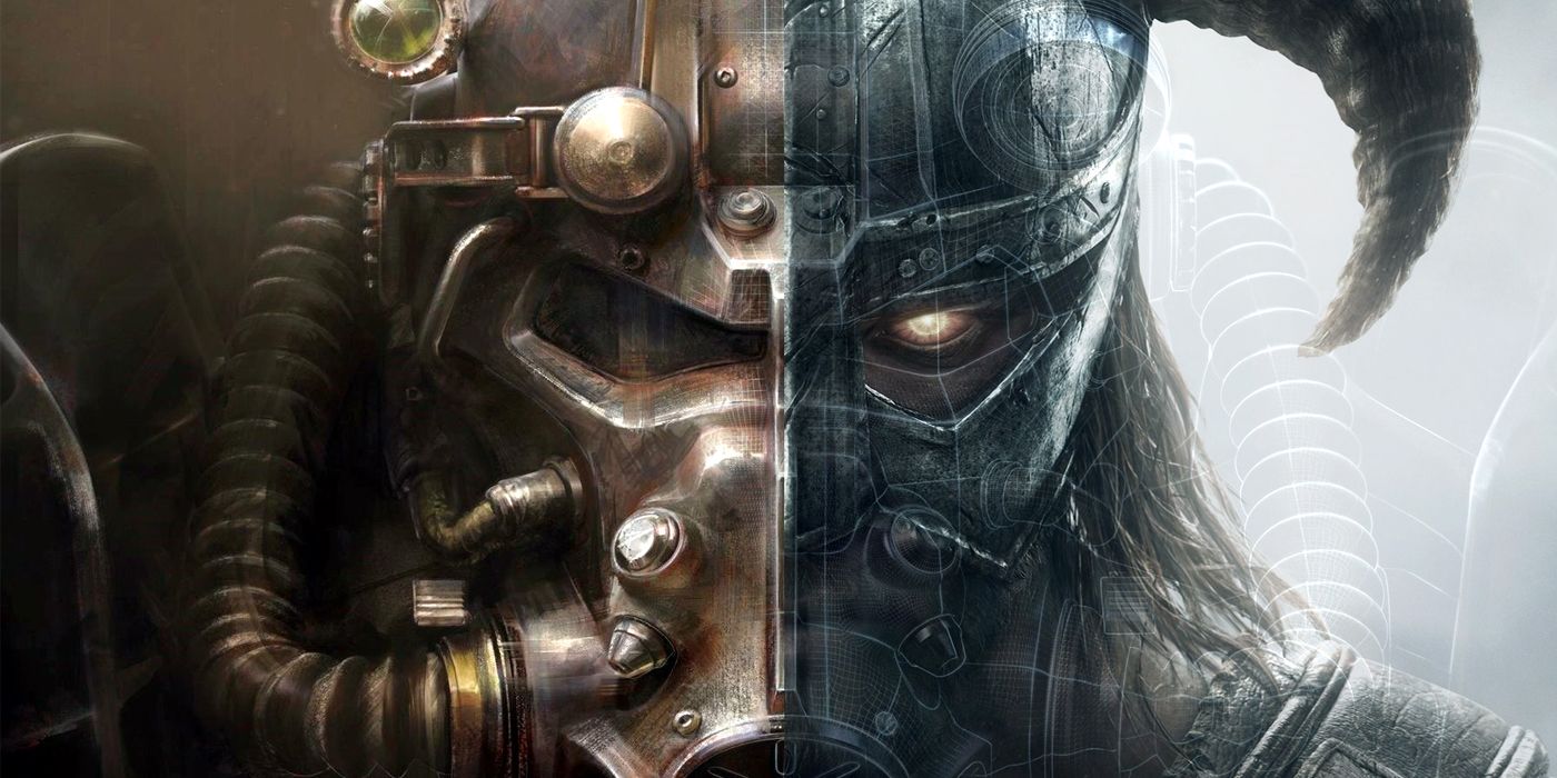 A mashup of Fallout 4 and Skyrim characters