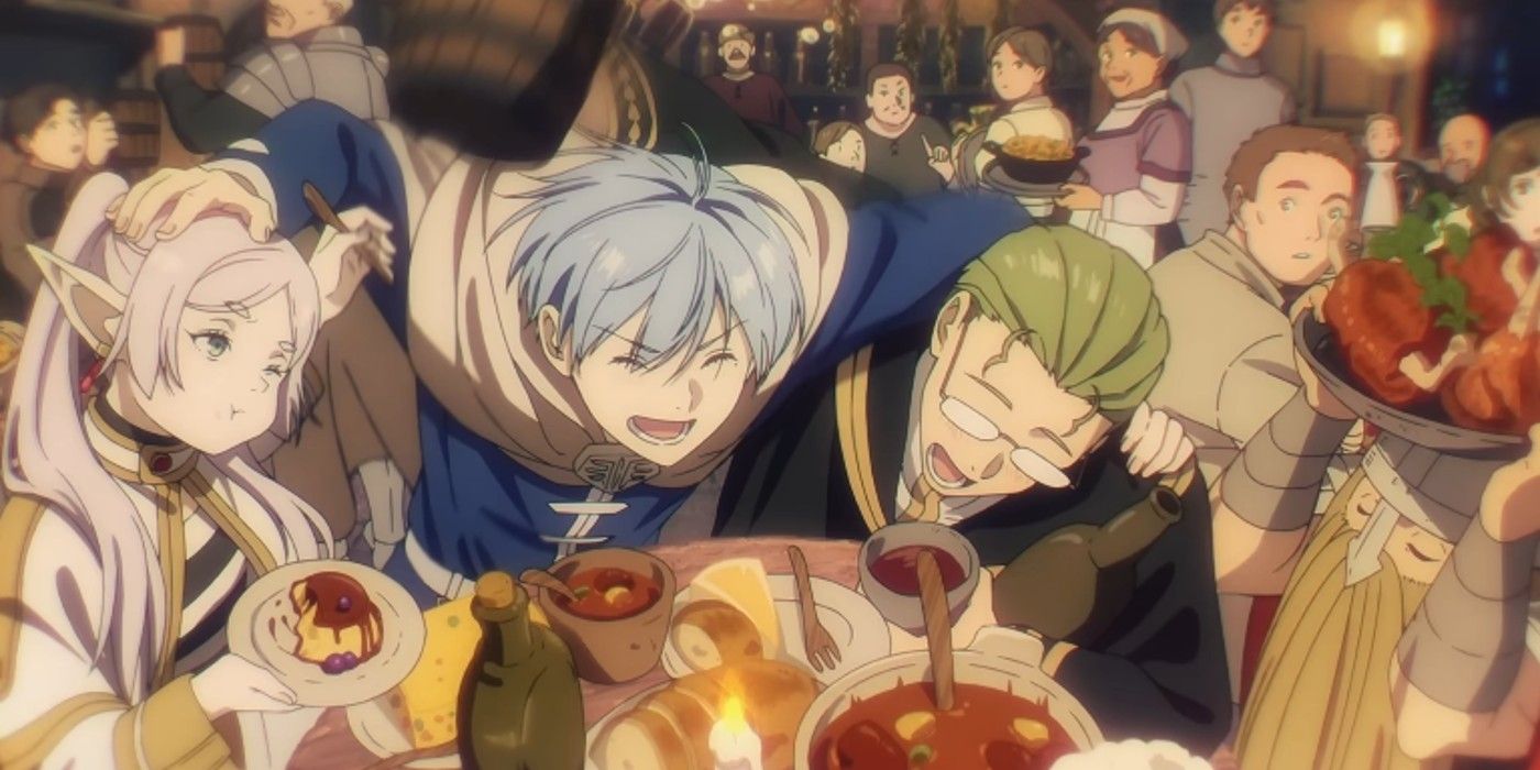 Frieren and her party eat